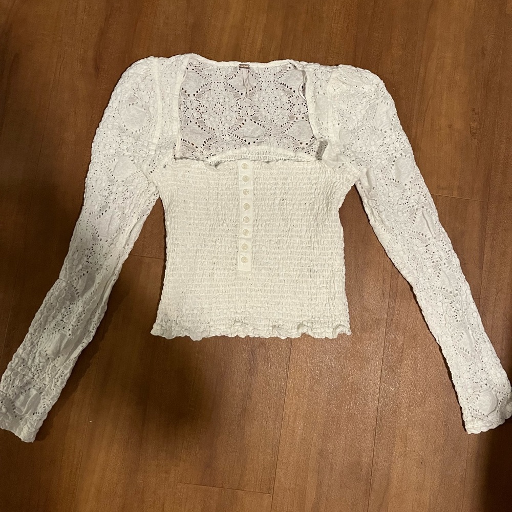 NWOT Free People white Lace Top never worn